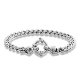 White Gold Curb Link Bracelet with Euro Bolt Ring - Dracakis Jewellers
